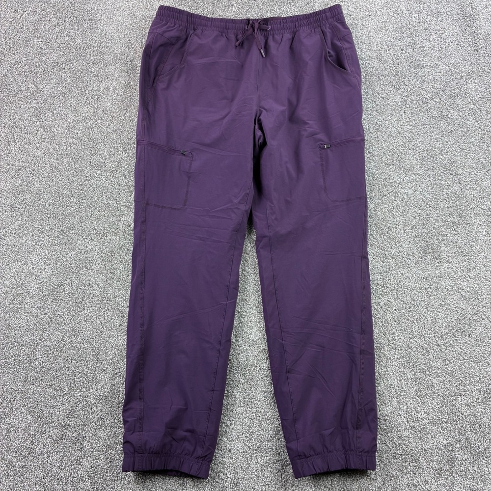 NEW Eddie Bauer Fleece Lined Pants Women's 14 Purple Cargo Joggers 32in Inseam